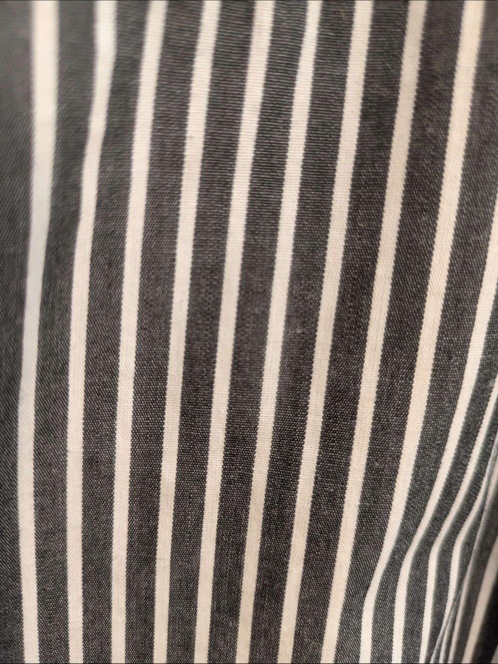 Upcycled Mens Chaps Black and White Striped Button-Up Shirt with Blue Trim - Picture 5 of 5